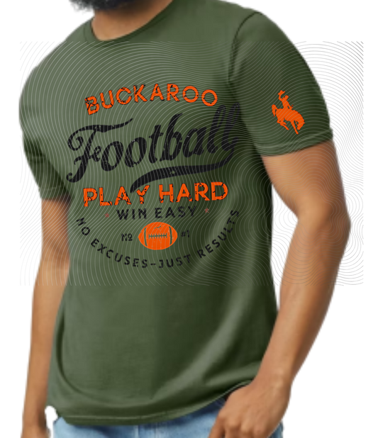 Buckaroo Football Play Hard Tee Orange/Black/Orange Ball ((Customizable))