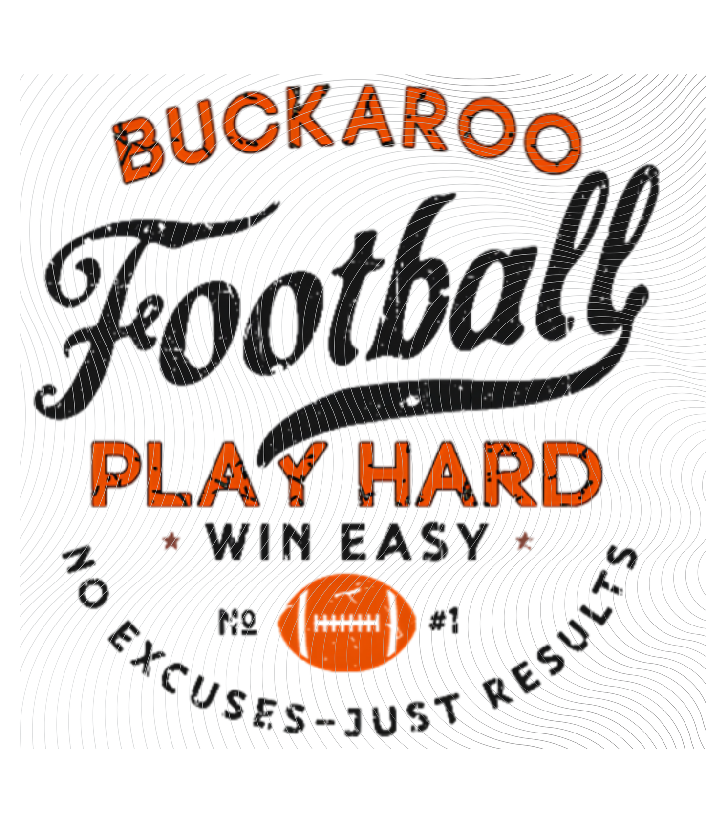 Youth Buckaroo Football Play Hard Tee Orange/Black/Orange Ball ((Customizable))
