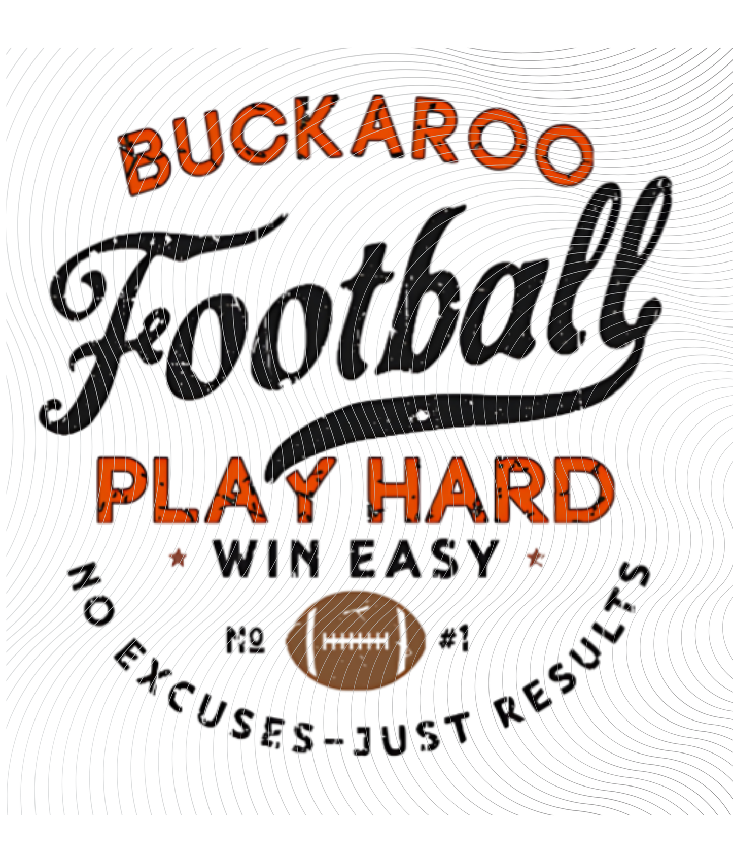 Youth Buckaroo Football Play Hard Tee Orange/Black/Brown Football ((Customizable))