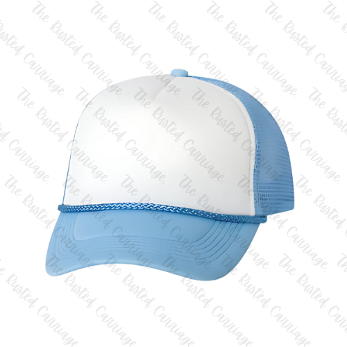 Columbia Blue and White Women's Trucker Hat - Pick Your Wrestling Design ((Customizable))