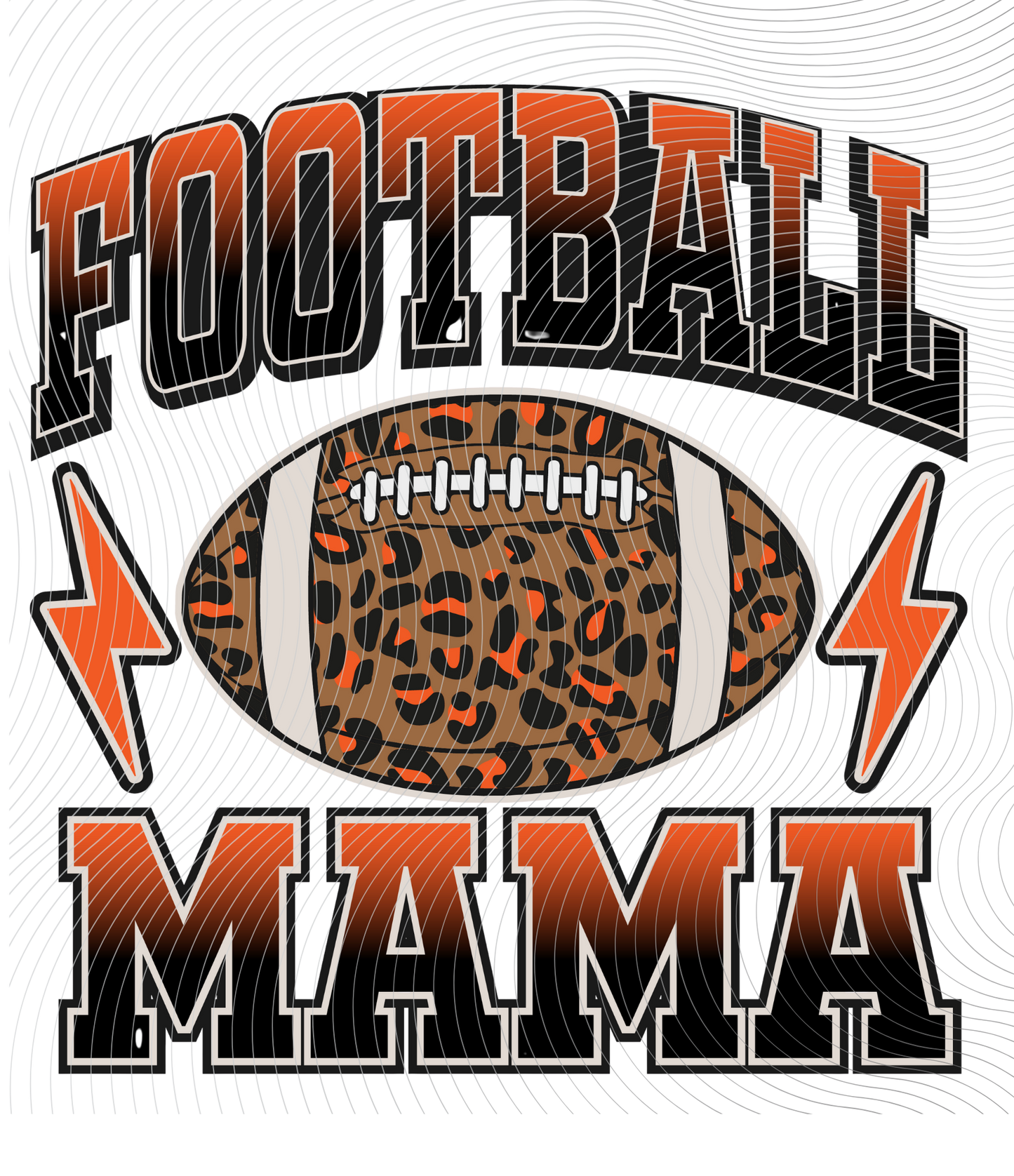 Football Mama Tee with Cheetah Ball and Orange Lightning Strikes ((Customizable))