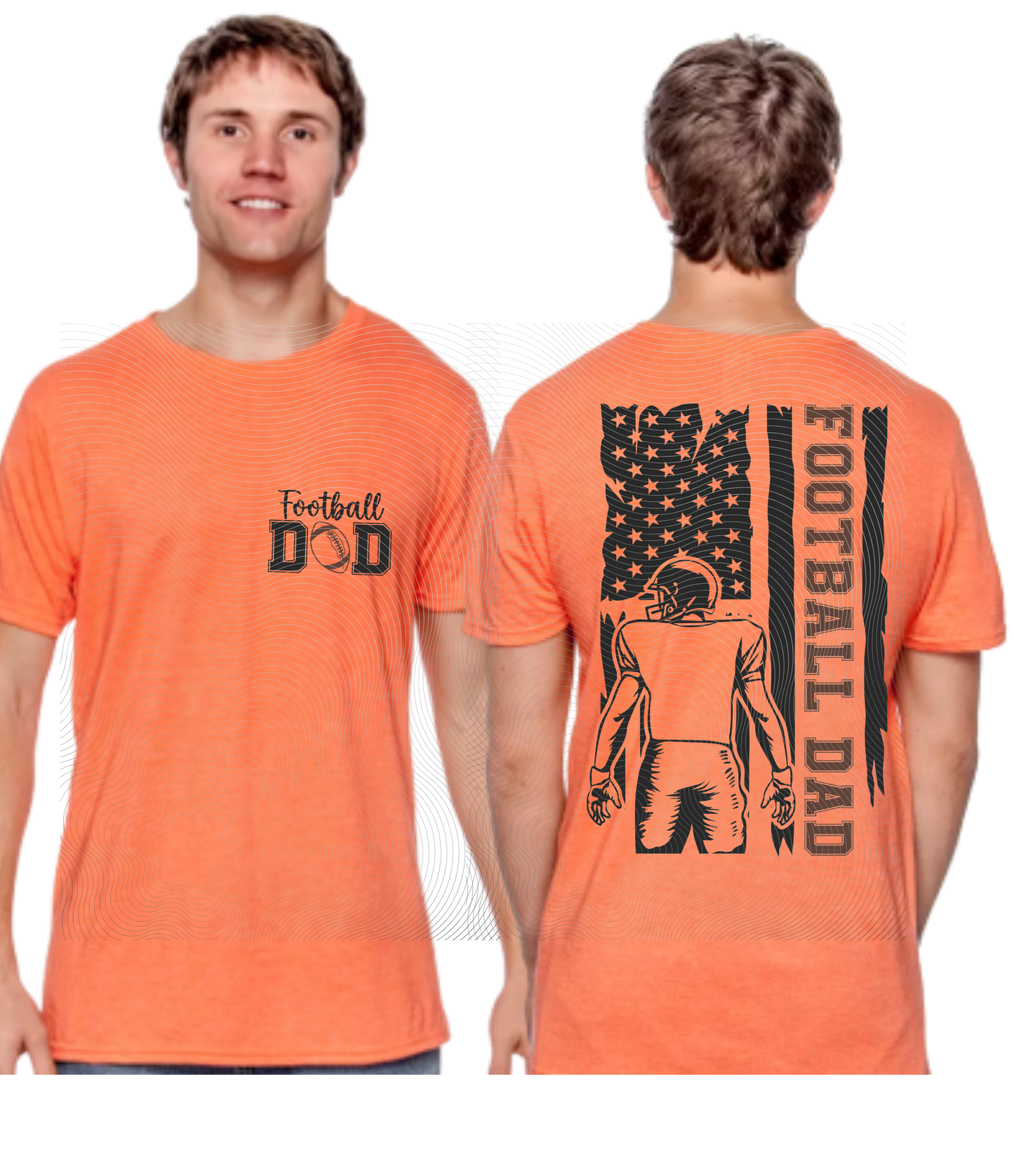 Football Dad Tee with Flag Design Front/Back ((Customizable))