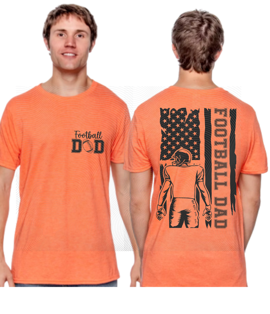 Football Dad Tee with Flag Design Front/Back ((Customizable))