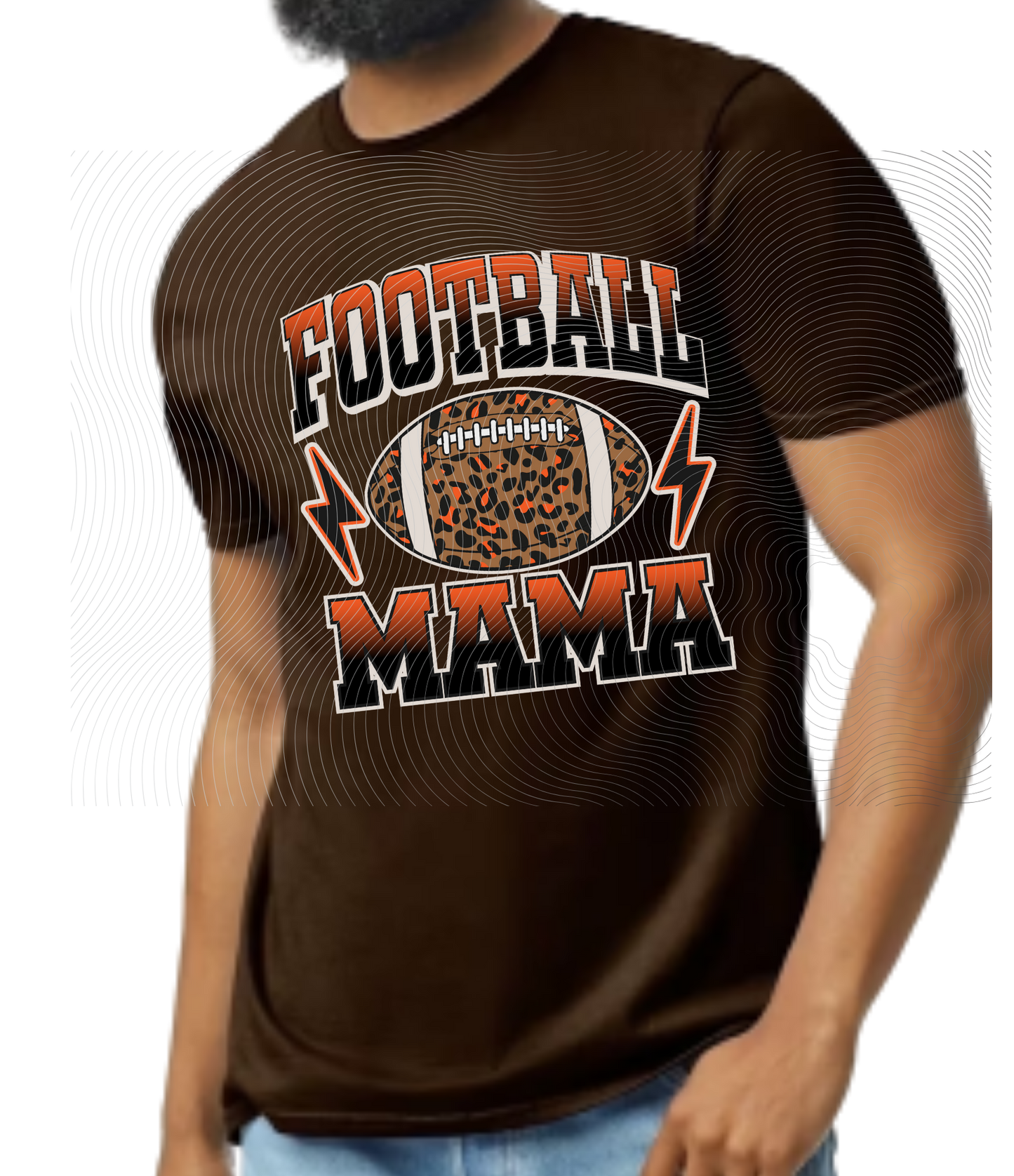 Football Mama Tee Cheetah Ball Orange/Black Design ((Customizable))