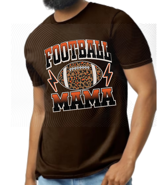 Football Mama Tee Cheetah Ball Orange/Black Design ((Customizable))