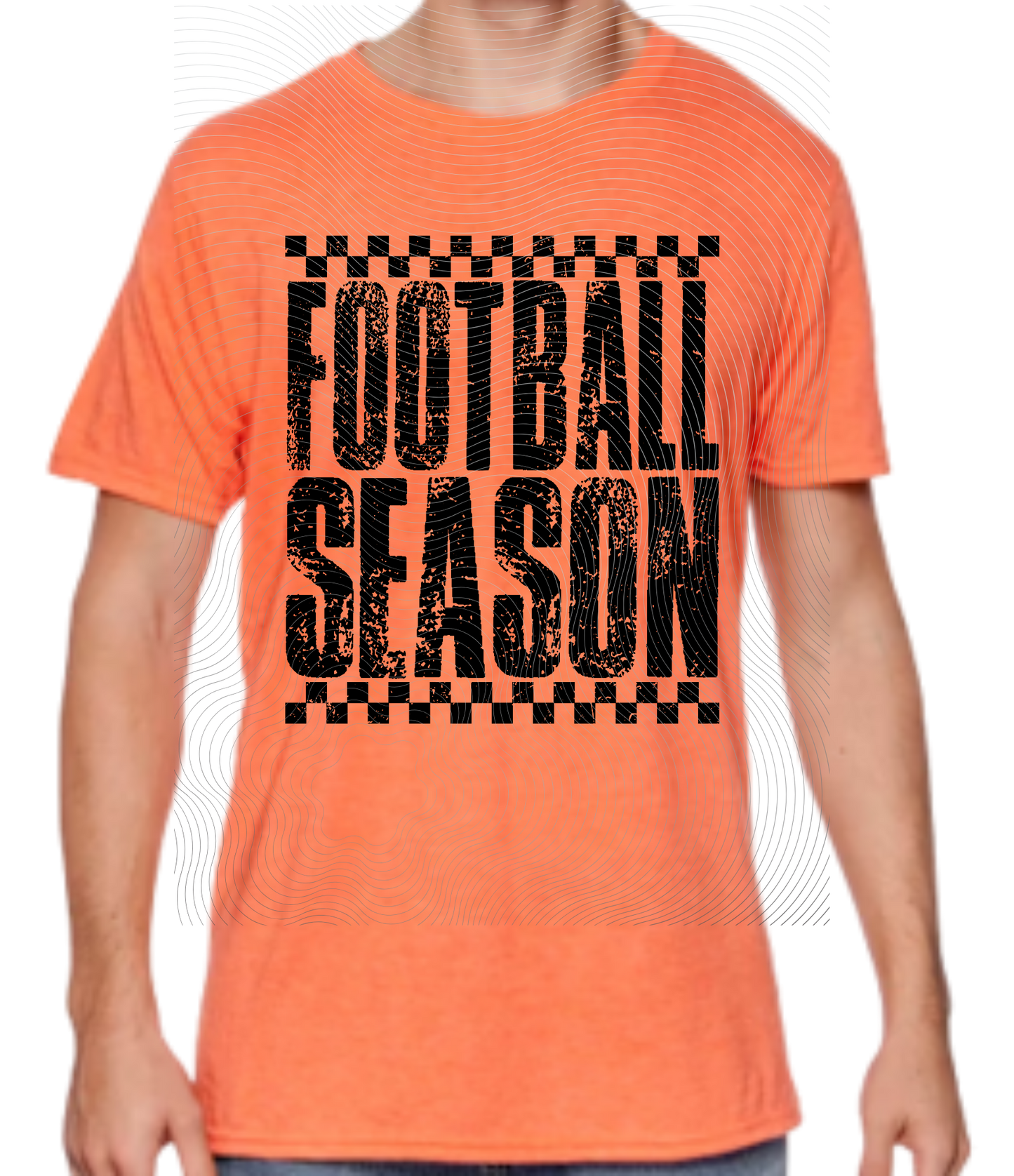 Youth Distressed Football Season Tee Black Design ((Customizable))