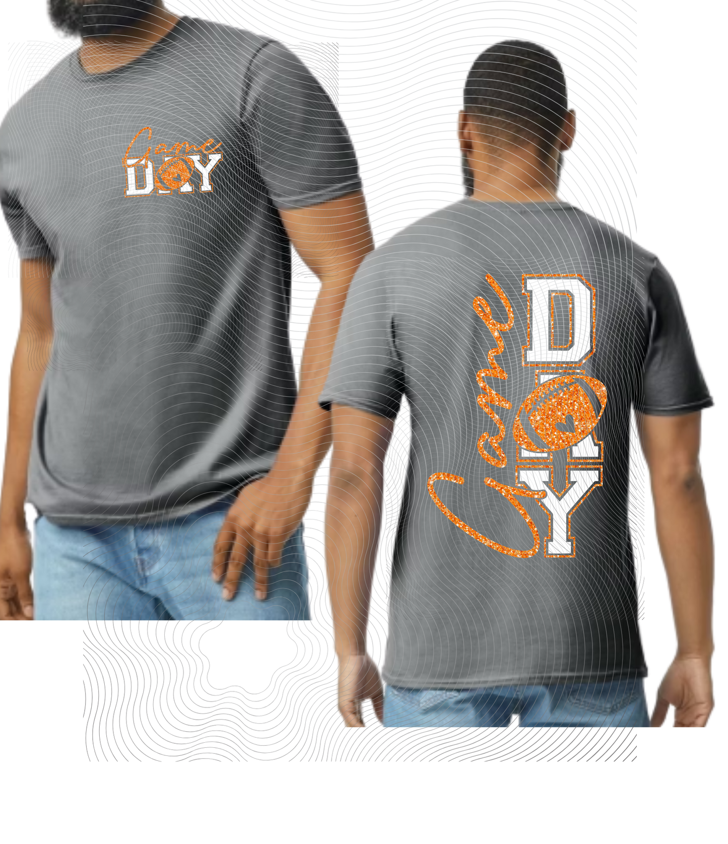 Glitter Game Day Orange & White Tee ((Customizable))