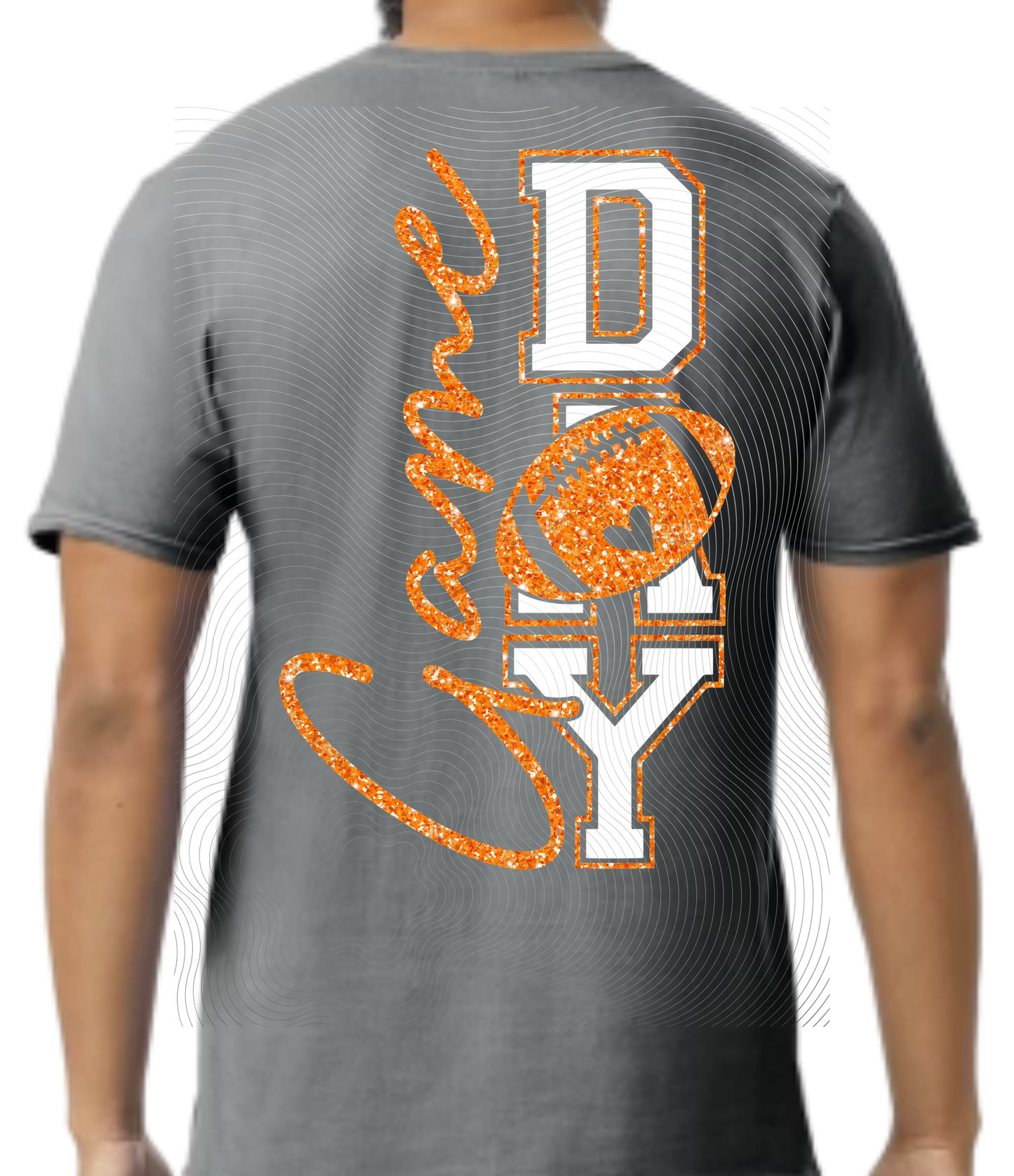 Glitter Game Day Orange & White Tee ((Customizable))