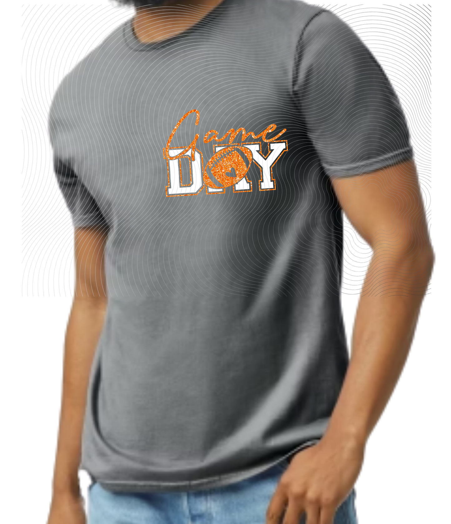Glitter Game Day Orange & White Tee ((Customizable))