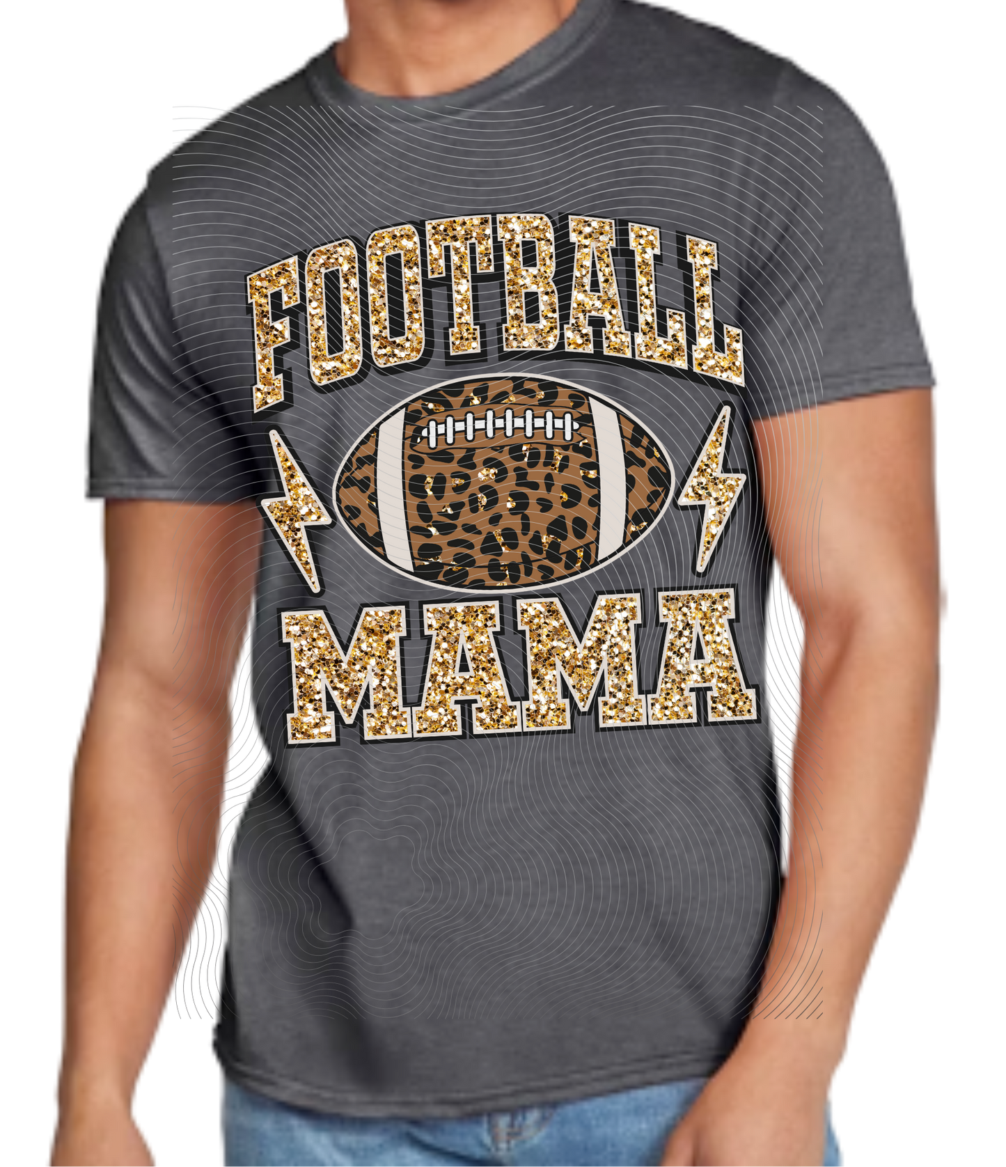 Football Mama Tee Glitter and Cheetah Design ((Customizable))
