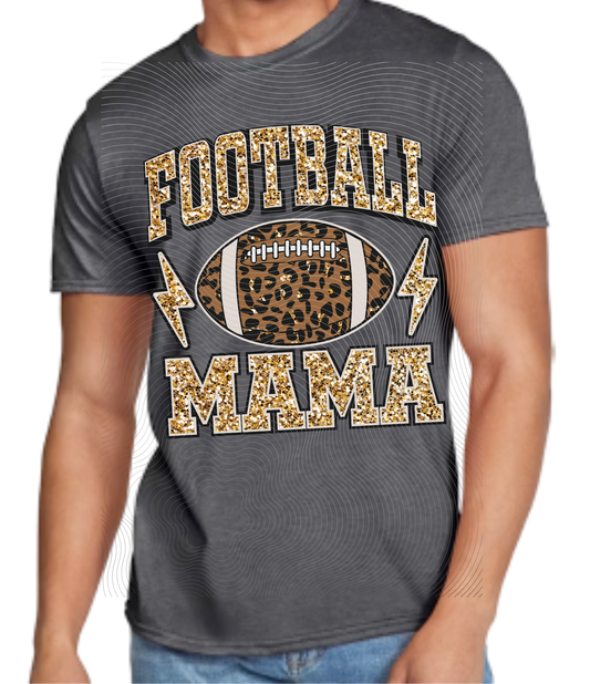 Football Mama Tee Glitter and Cheetah Design ((Customizable))