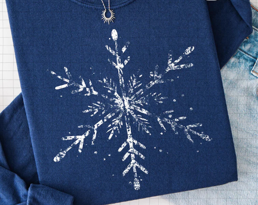 Distressed Snowflake Sweater- Hoodie or Crewneck
