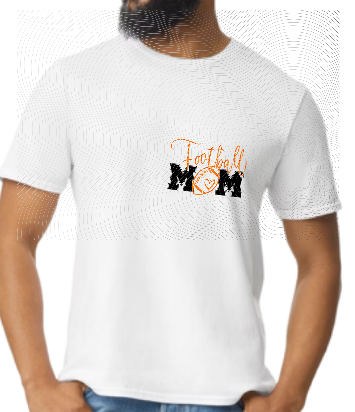 Football Mom Orange Glitter/Black Tee ((Customizable))