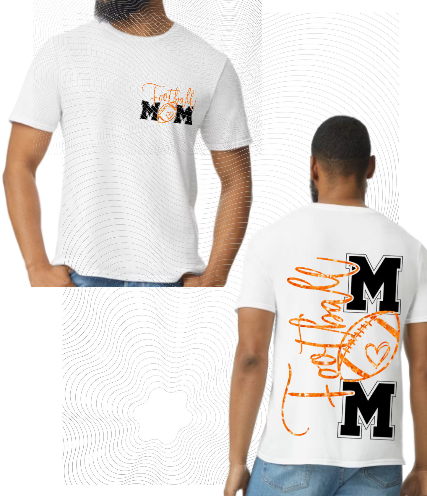 Football Mom Orange Glitter/Black Tee ((Customizable))