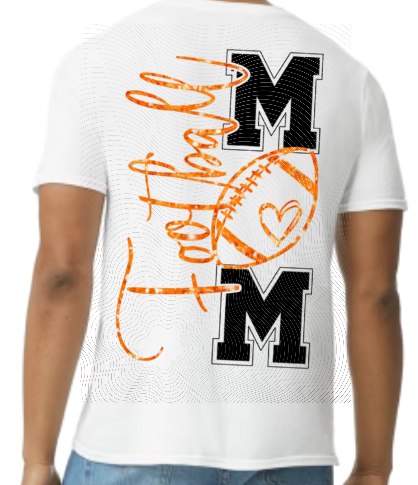 Football Mom Orange Glitter/Black Tee ((Customizable))